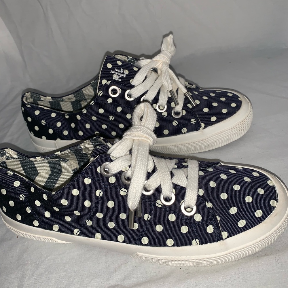 Navy Blue/ White Polka Dot Sneakers